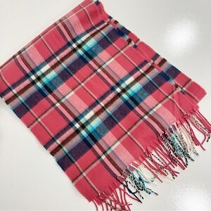 MADE IN SCOTLAND | 100% Cashmere Plaid Pink and Blue Scarf